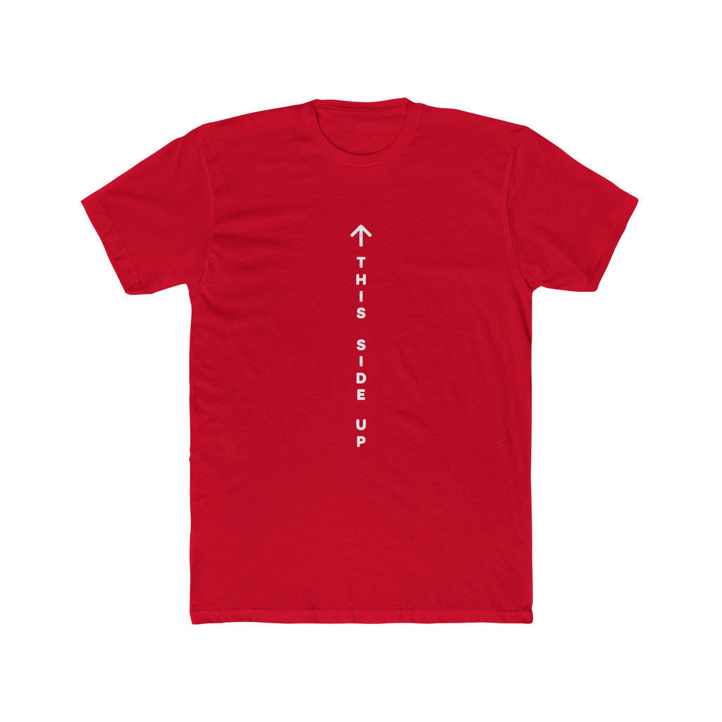 Graphic Tee – "This Side Up" Vertical Arrow Crew Shirt