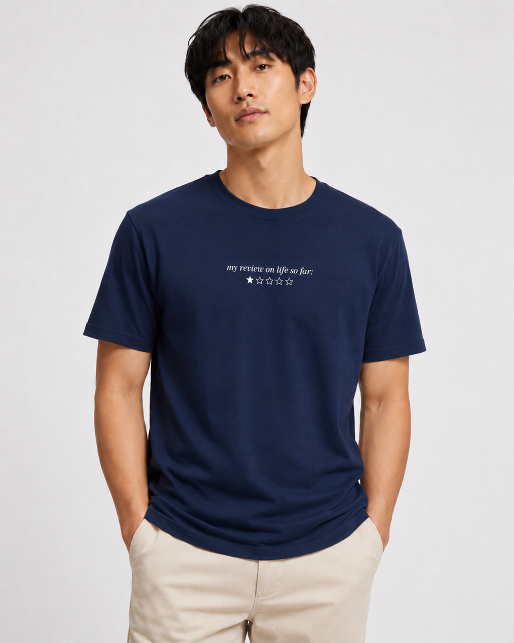 T-Shirt — "My Review on Life So Far: " Minimalist Graphic Tee