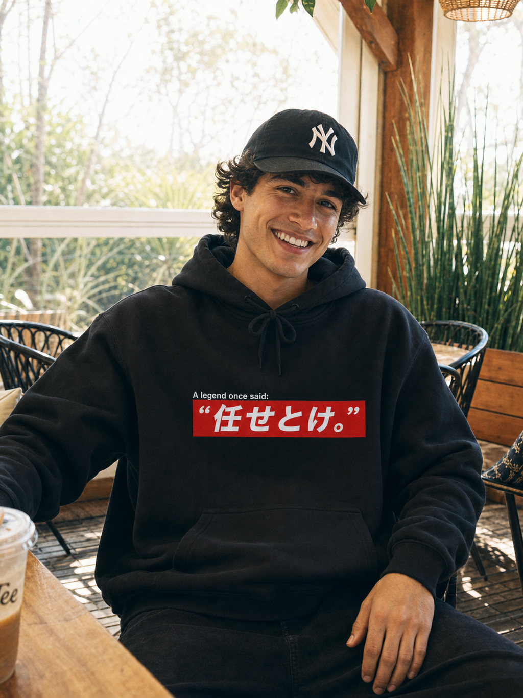 Hoodie - Japanese "任せとけ。" Bold Red Box Logo Hooded Sweatshirt